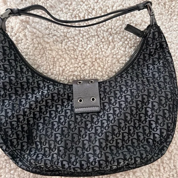 【美品】Chistian Dior  vintage handbag Christian Dior Vintage Tan Leather & Coated Canvas Crossbody